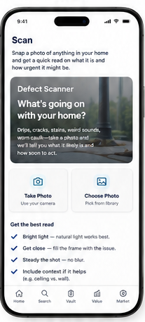 Scanner screen of the NextPorch homeowner app