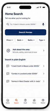 Search screen of the NextPorch homeowner app