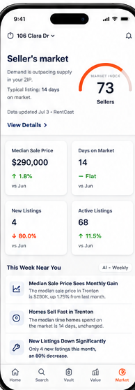 Market screen of the NextPorch homeowner app