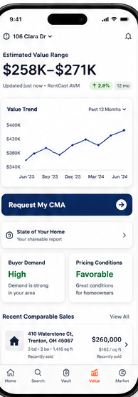 Value screen of the NextPorch homeowner app